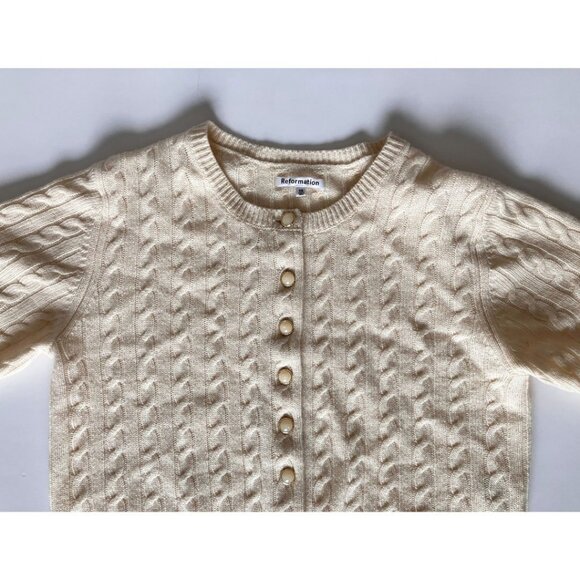 Reformation Claire Cashmere Cardigan Sugar Size XS - Picture 6 of 8